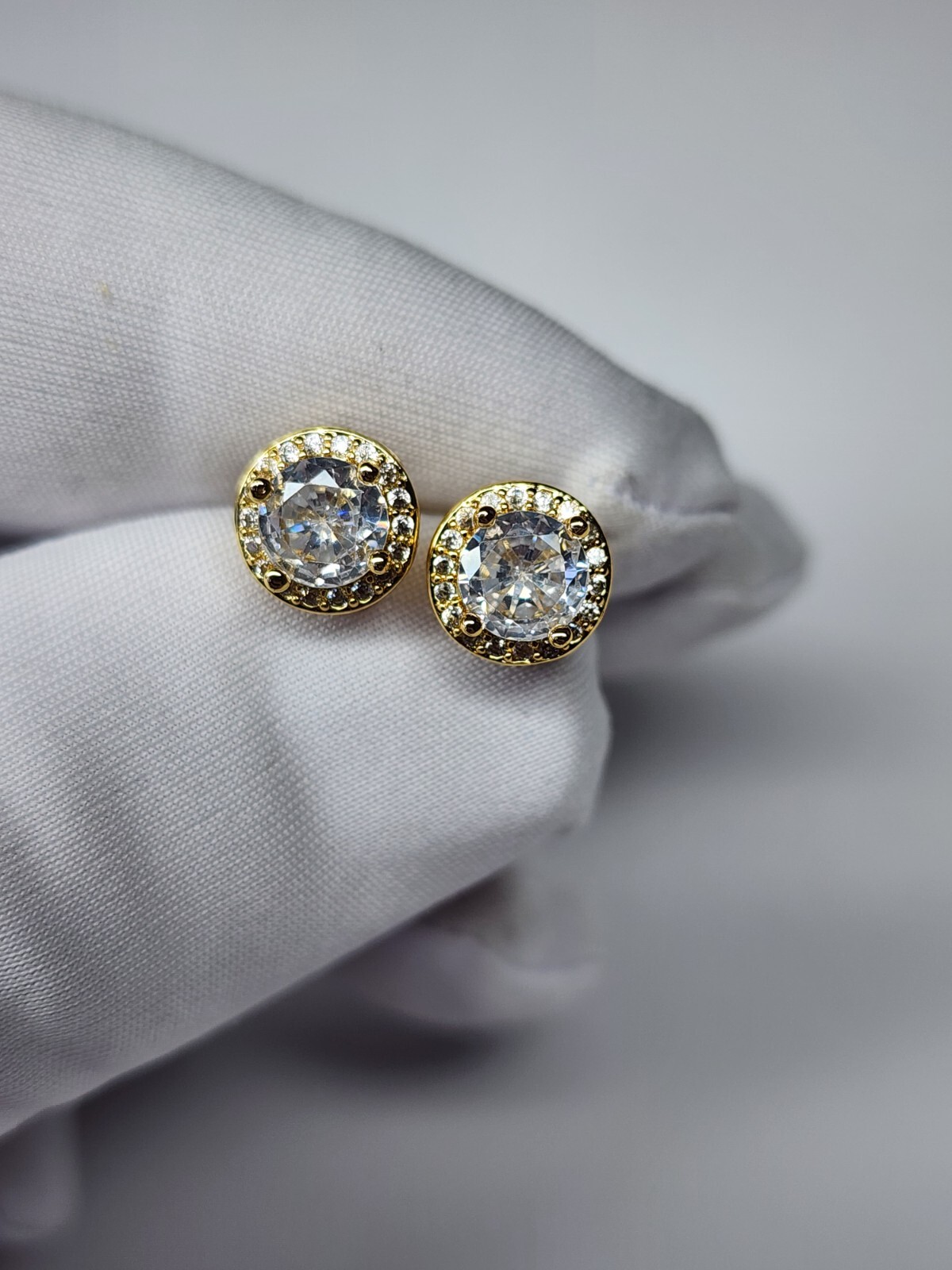 Gold Rose Silver Plated Stud Earrings With Cubic Zirconia Hip Hop Jewelry Unisex