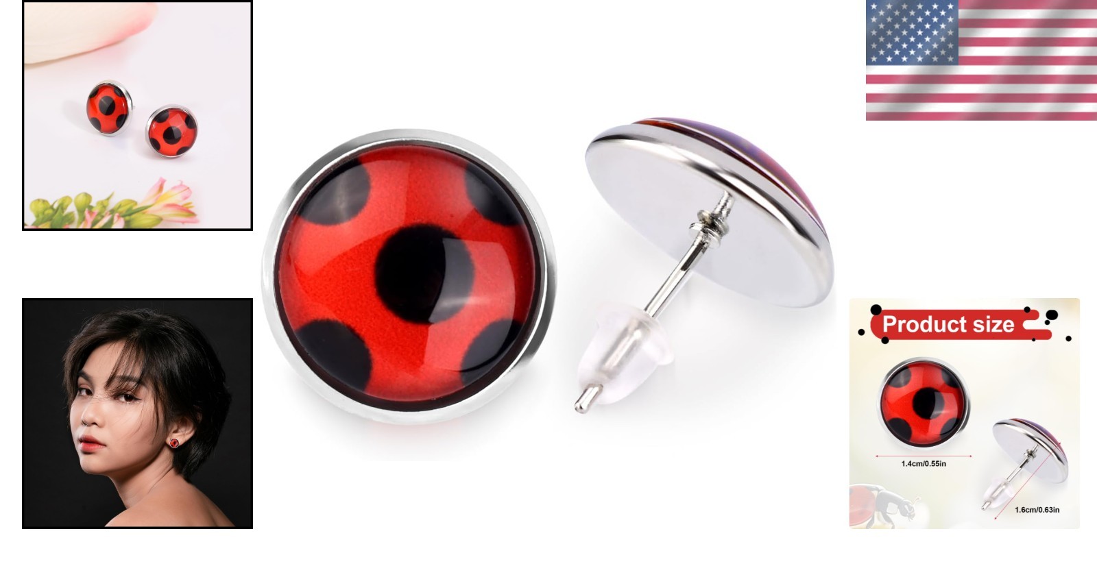 Charming Red and Black Ladybug Earrings – Whimsical Fashion for Any Event