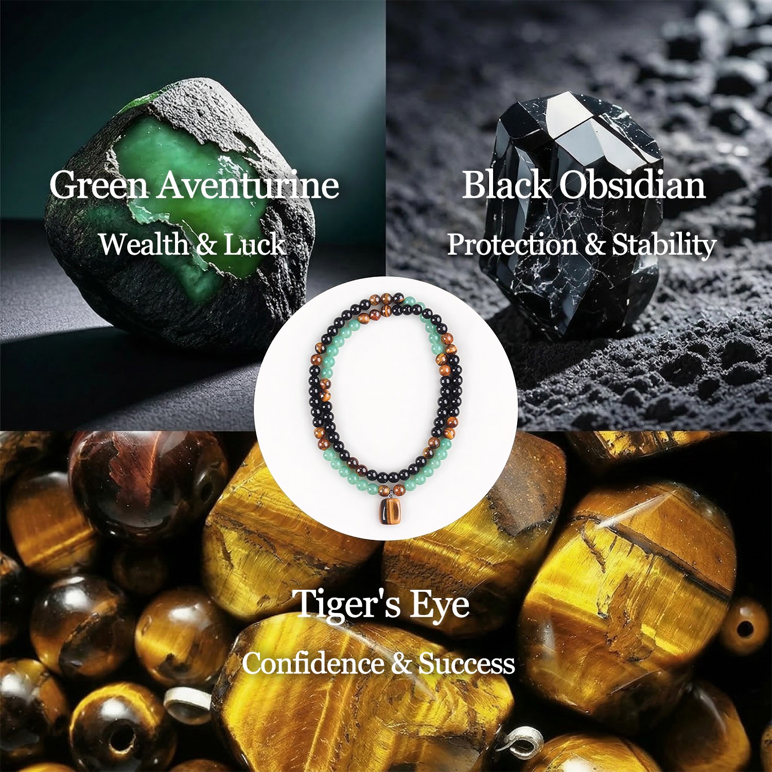 Money Attraction Necklace & Tiger Eye Pendant Healing Crystal Stone Jewelry Gift