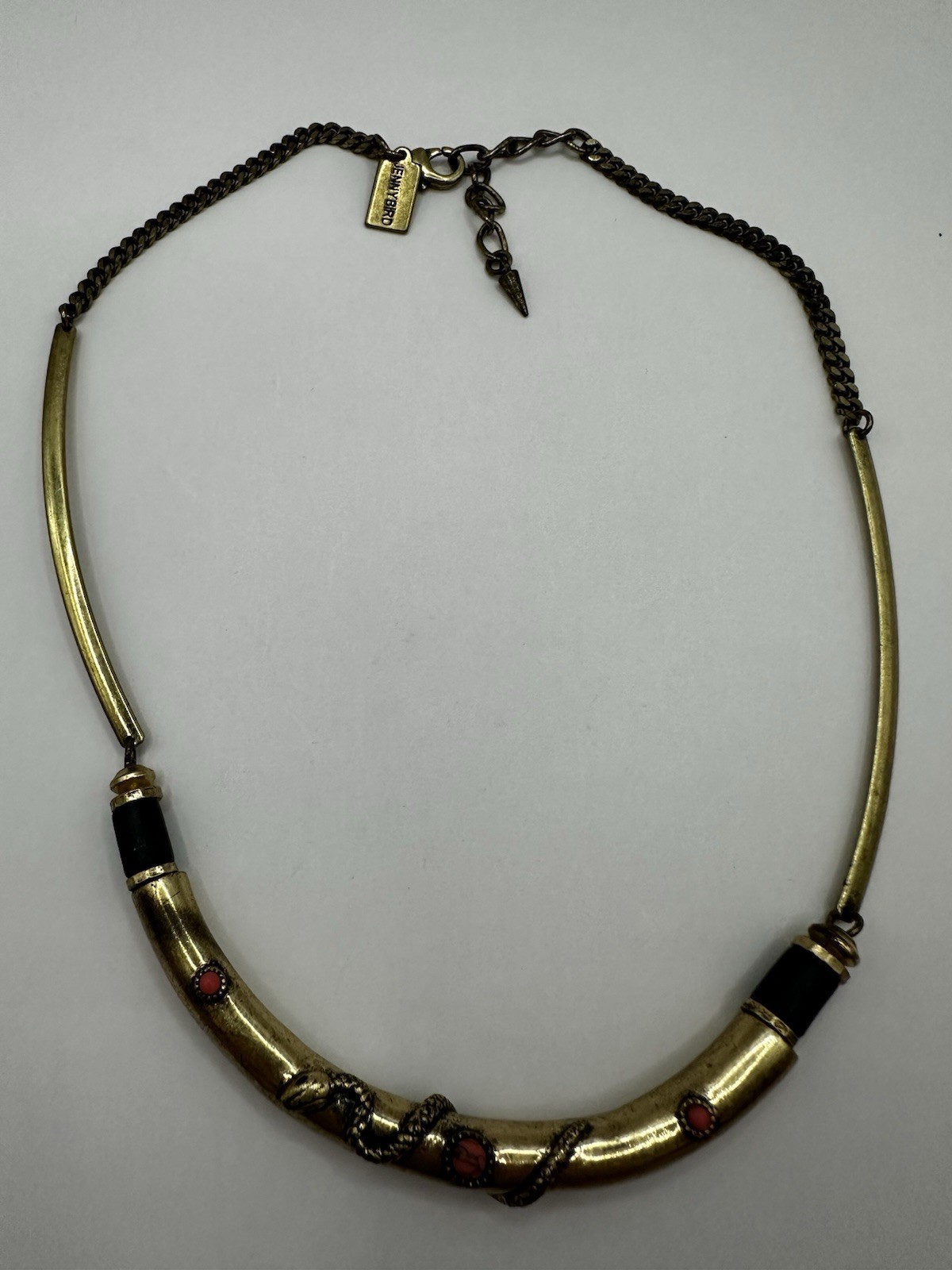 Jenny Bird Gold Tone Necklace With Snake Design Center Piece