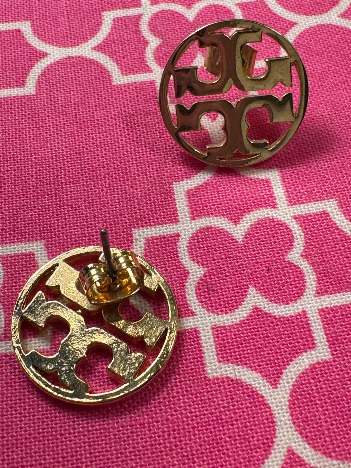 Tory Burch Gold Tone Logo Earrings