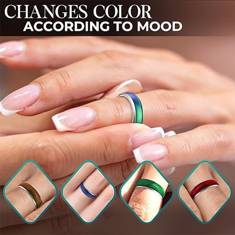 100 Colour Changing Mood Rings with Box Temperature Changeable Colour Rings