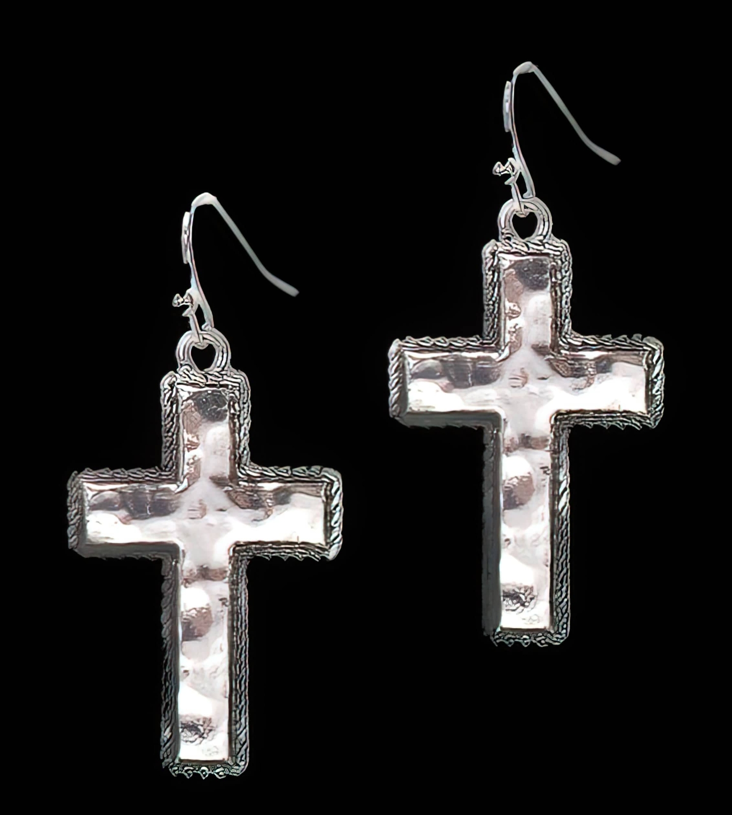 Christian Metal Cross Dangle Earrings Silver Zinc Lead-Free Women Gift