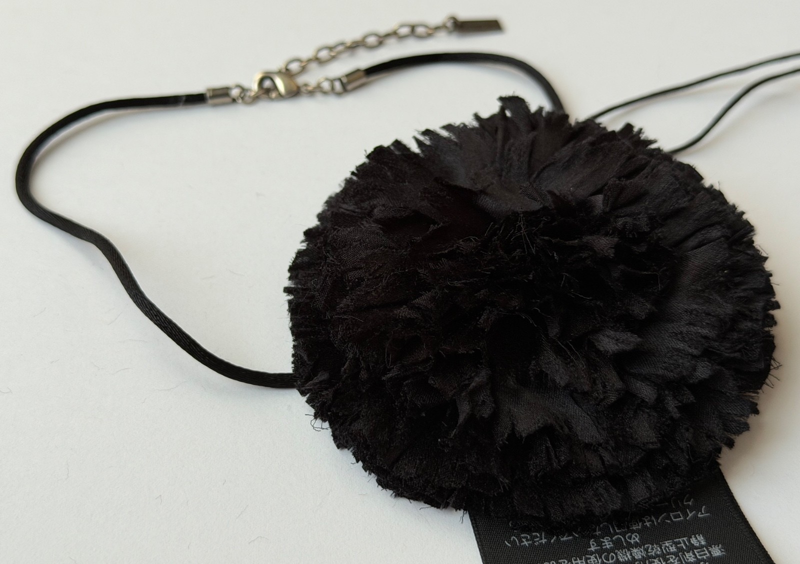 NWT Saint Laurent YSL Crumpled Silk Flower Jet Rose Runway Choker Necklace $1295