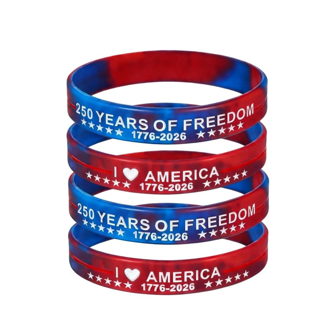 USA 250th Birthday Silicone Bracelets 250 Years of Freedom Anniversary Rubber…