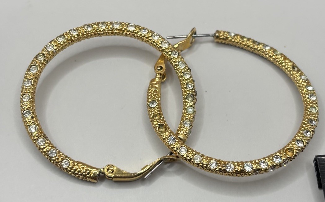 Hoop Earrings Lot Gold Tone Twisted Textured 8 Pair