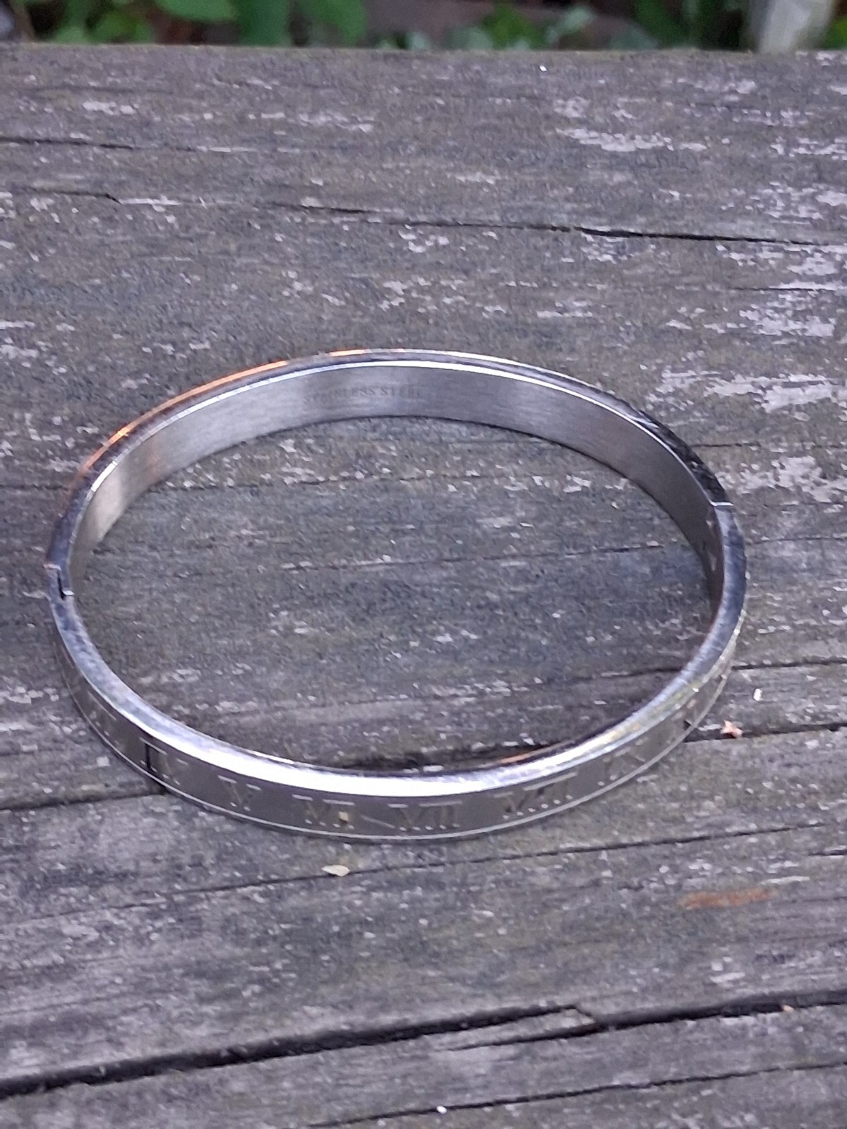 Stainless Steel Roman Numeral Hinged Bracelet For Men Women