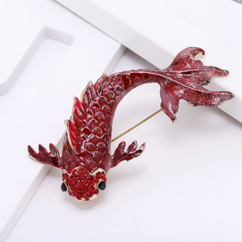 1PCS Fish Rhinestone Brooch Pin Jewelry Vintage Banquet Big Brooches for Women
