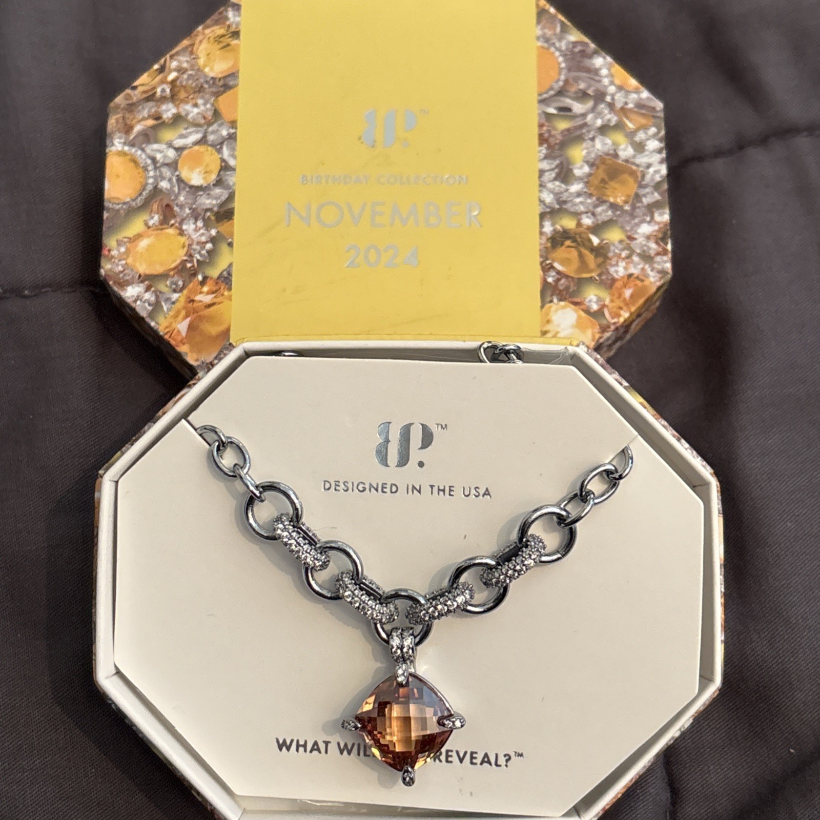 Bomb Party NOVEMBER Birthday Necklace + Ring Set (see Description for Details)