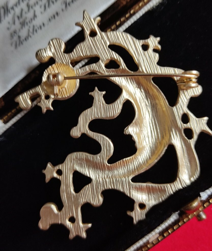 Vintage Art Nouveau Style Man in the Moon Stars Brooch Pin – UK Seller