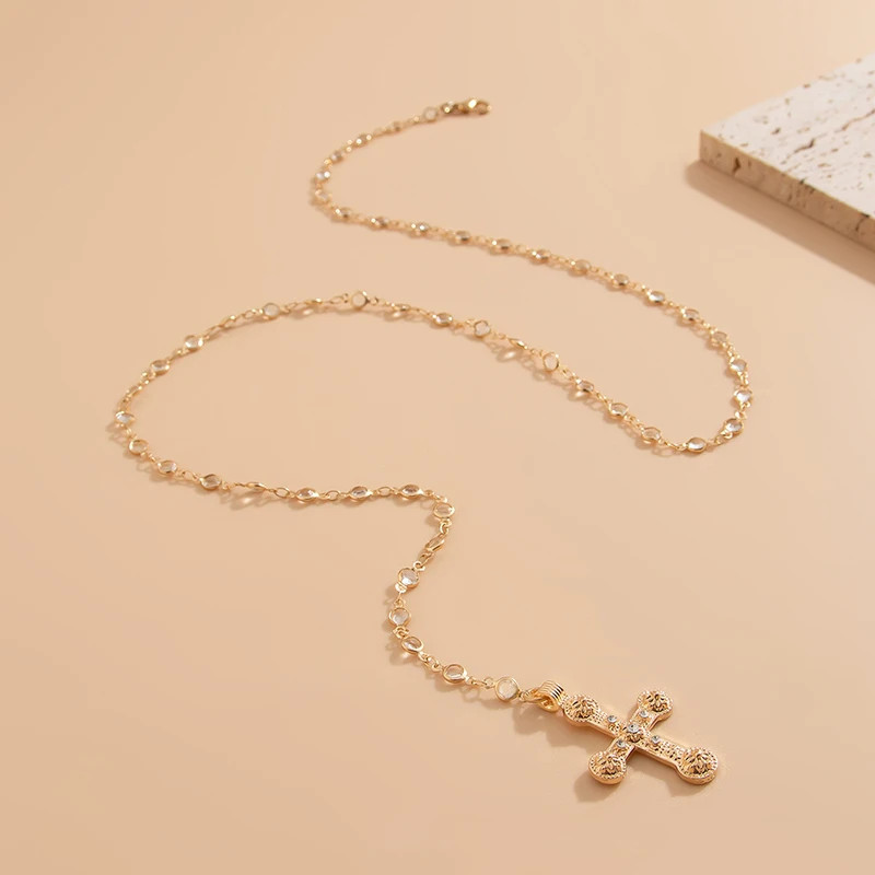 Y2K Fashion Boho Geometric Colored Crystal Chain Necklace for Women Female Vinta