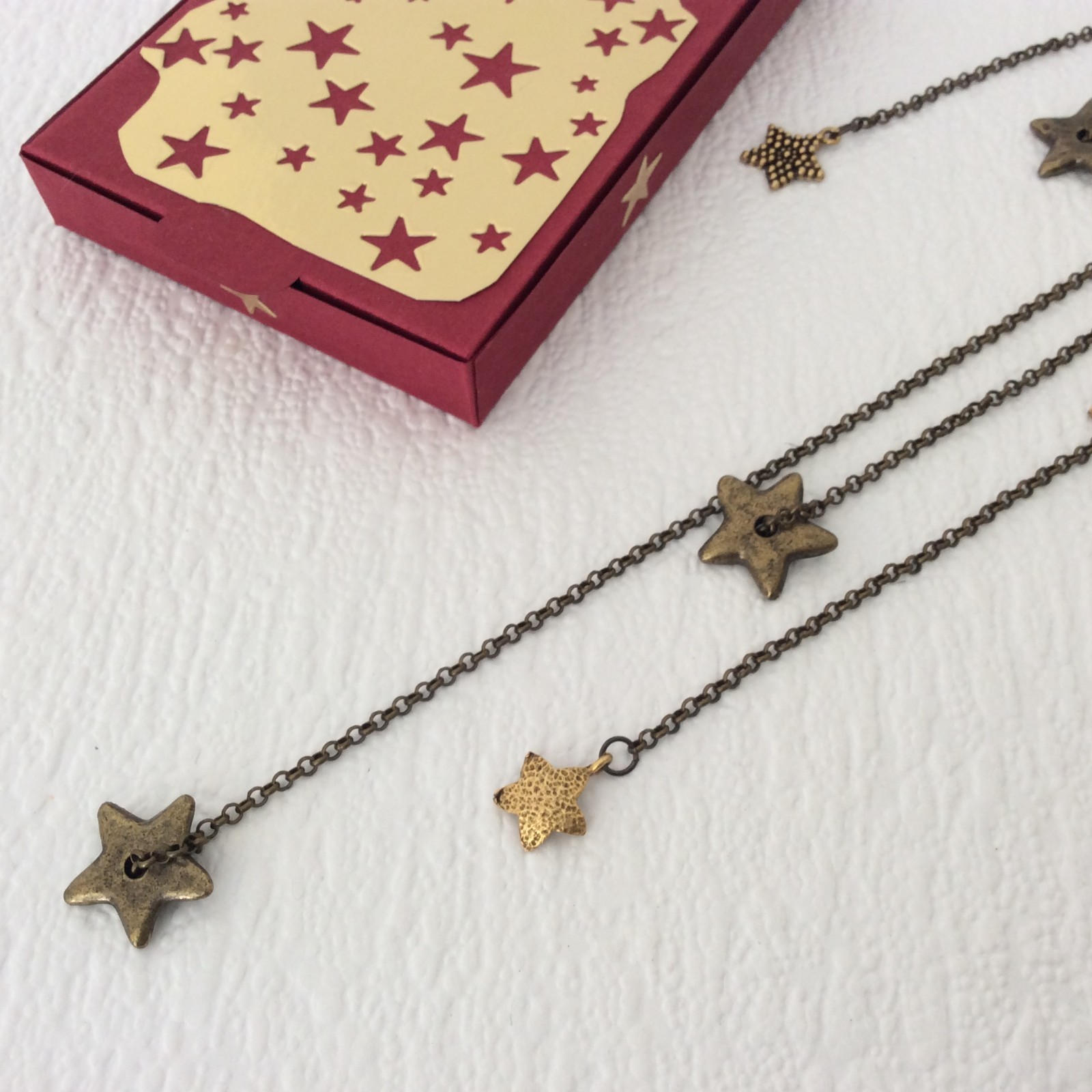 Jamie London metal star necklace – Statement bib – Boho – 40cm/15in – Gift box