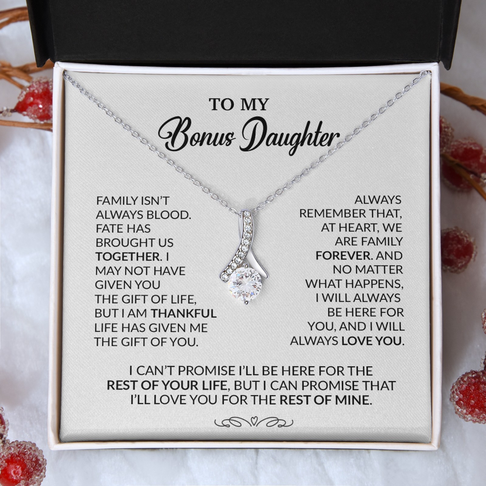 To My Bonus Daughter Necklace, Gift for Bonus Daughter, Step Daughter Birthday