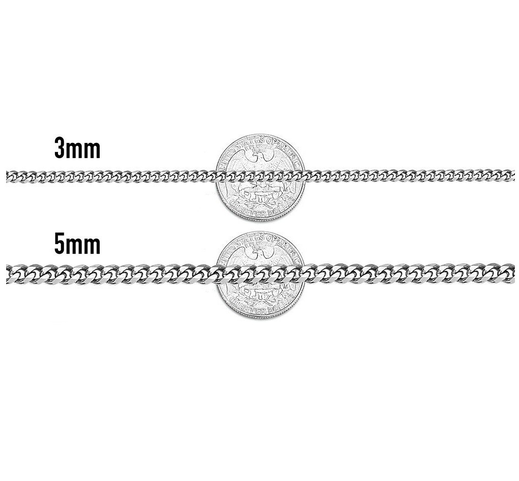 Stainless Steel Cuban Link Chain Necklace Men Chunky Curb Silver Tone Jewelry US