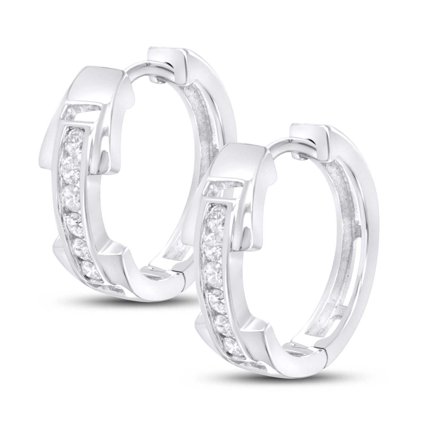 10kt Whit Gold 0.26 CTW Natural Diamond Hoops