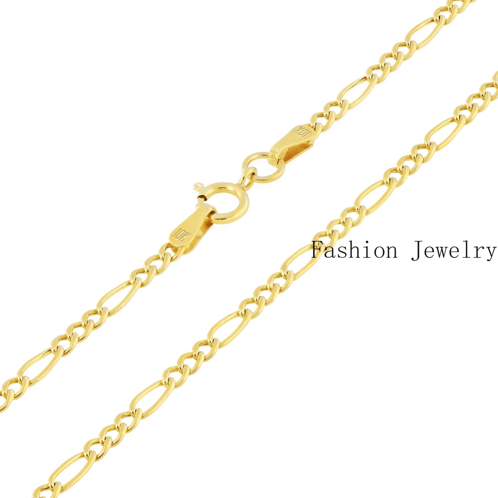 10K Yellow Gold 3.5mm-9mm Italian Figaro Chain Link Bracelet Mens Women 7″ 8″ 9″