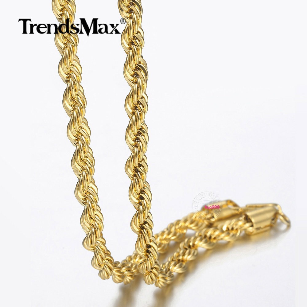 3/5/7mm 16-30″ Men’s Stainless Steel Twisted Rope Chain Necklace Choker Link
