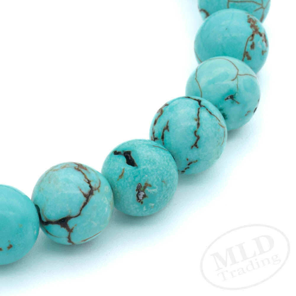 Natural Blue Turquoise Stretch Bracelet 7″ – 4mm/6mm/8mm/10mm/12mm Bead Options