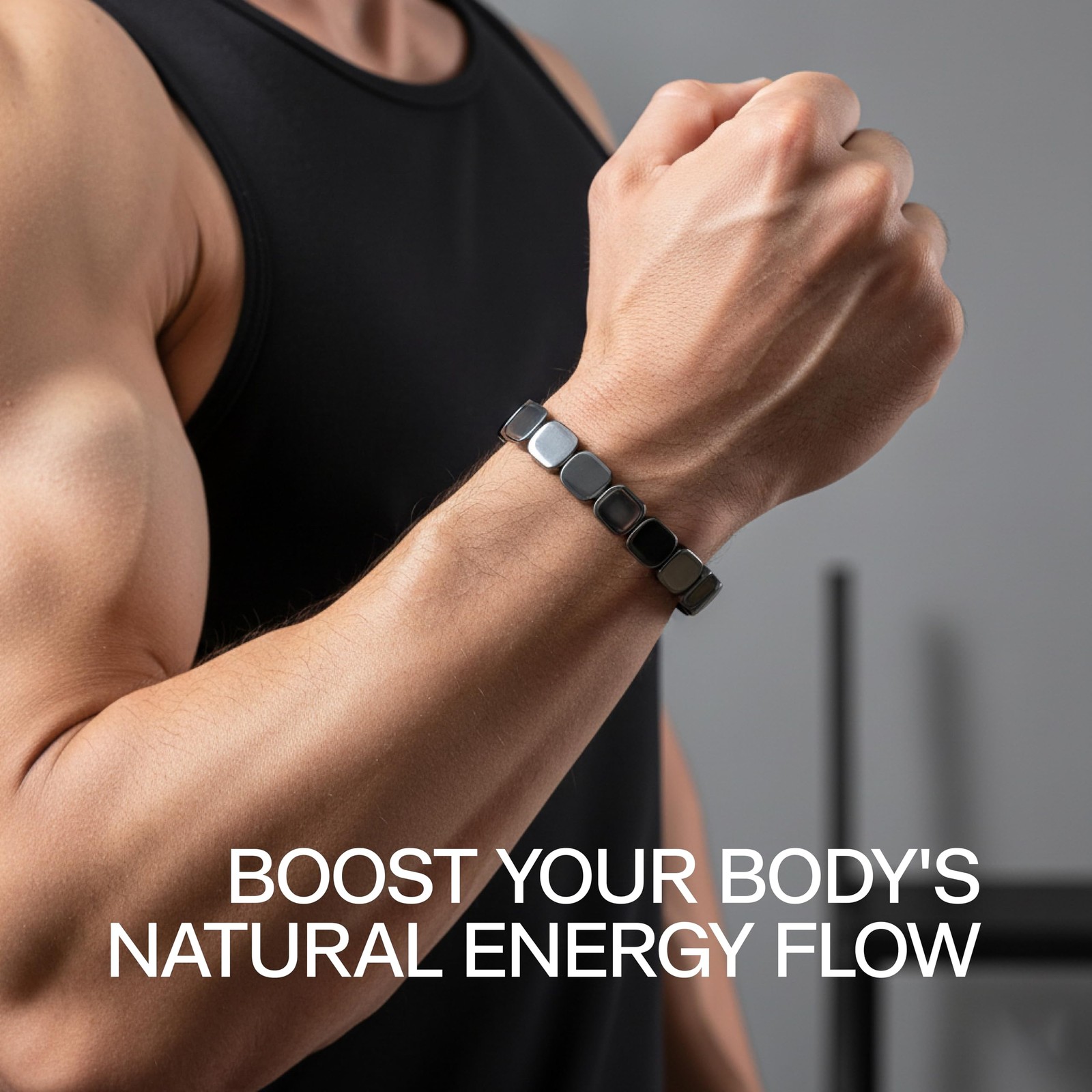 2Pcs Hematite Bracelet for Men Natural Black Energy Healing Reiki Bracelet Gift