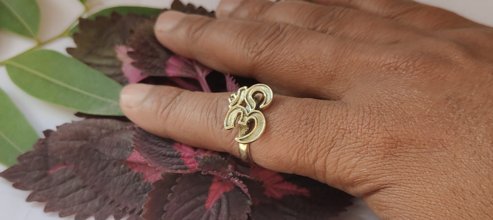 Gold Om Ring, Aum Symbol Ring, Spiritual Yoga Ring, Hindu Om Jewelry, Meditation