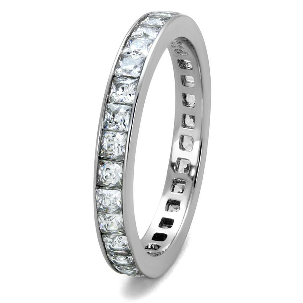 TK2344 – High polished (no plating) Stainless Steel Ring with AAA Grade CZ in