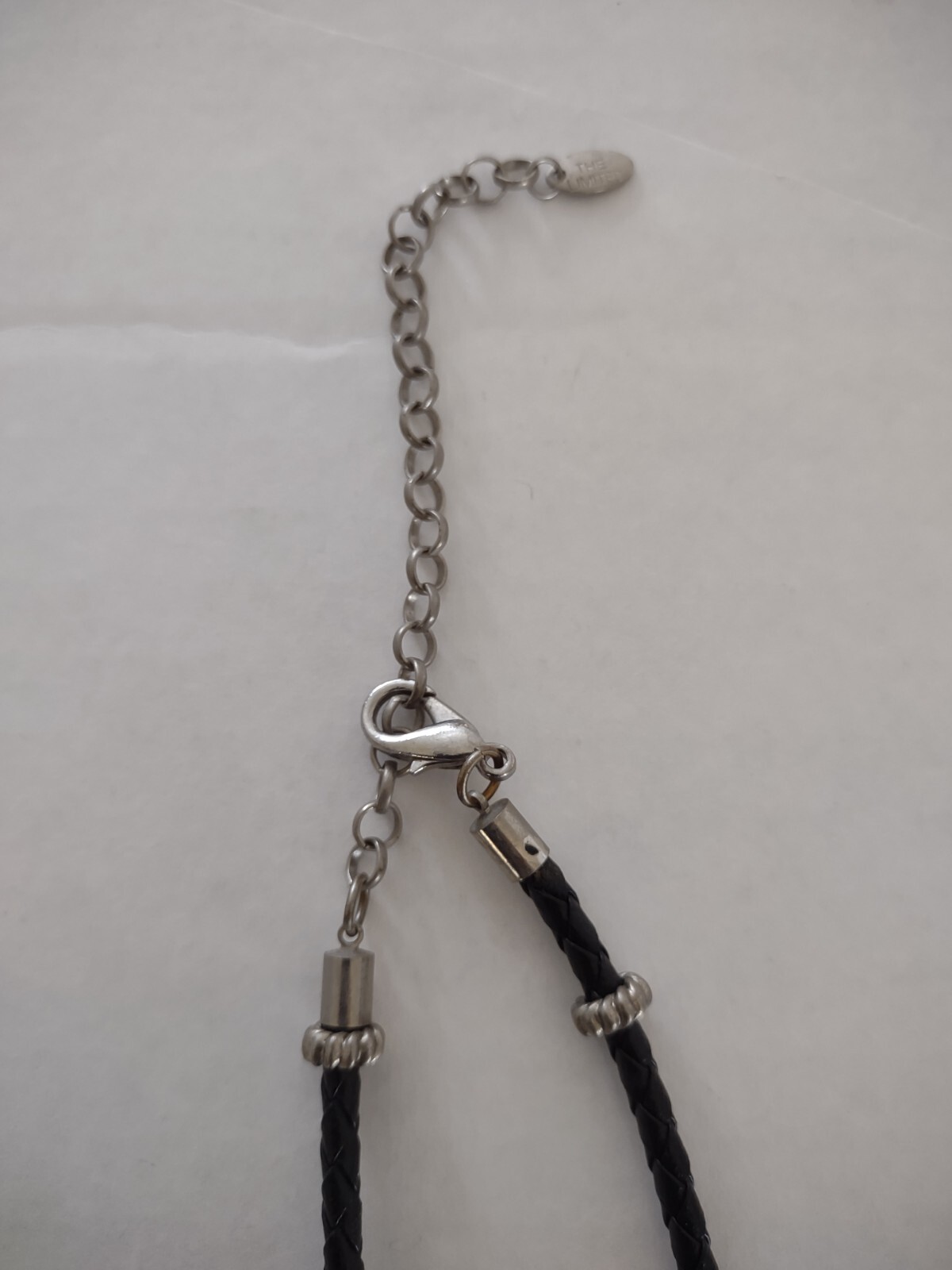 Vintage Silvertone Heart Pendant Choker Necklace Black Braided Leather Cord