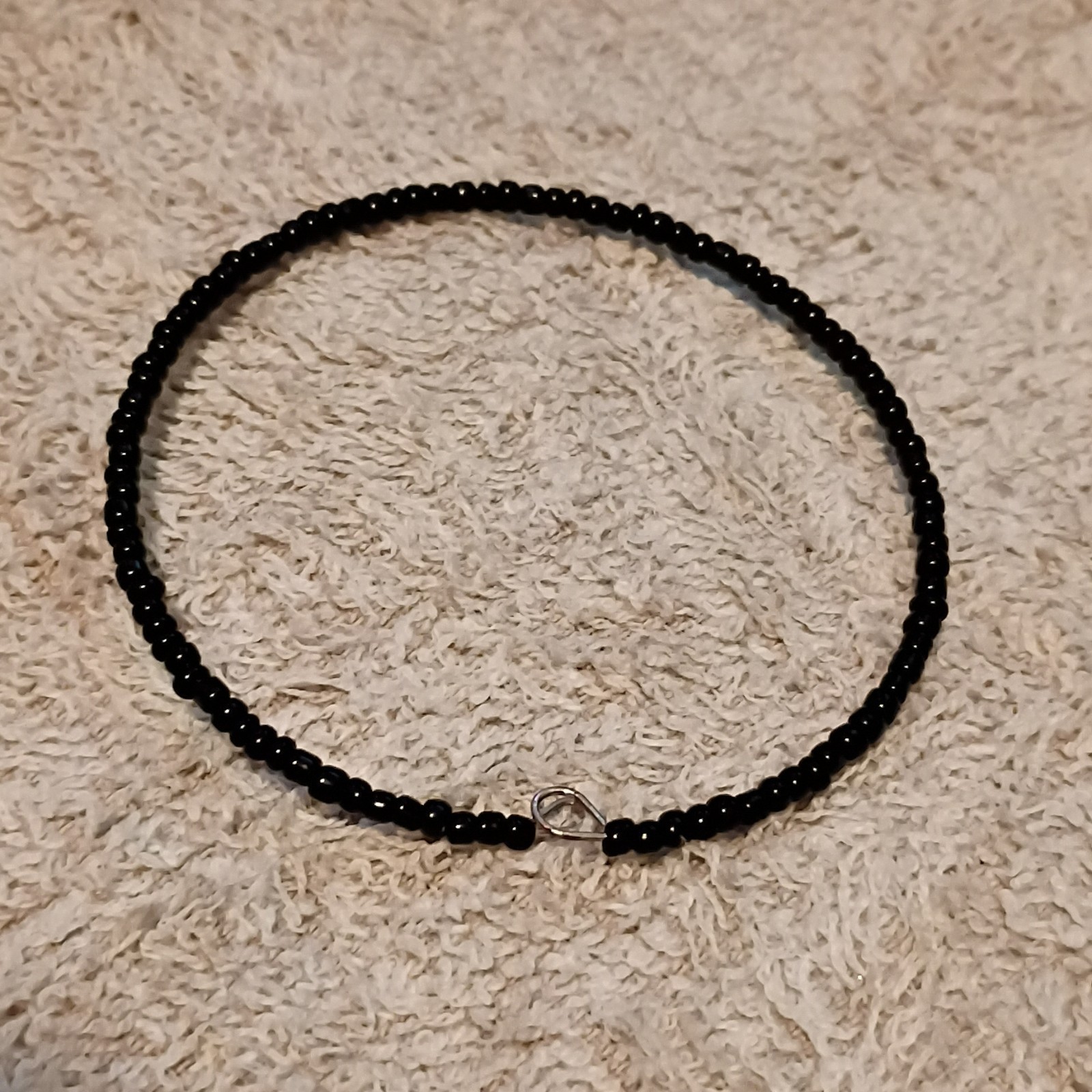 Black Beaded Bracelet Ball/Bead Chain Round Beads Lobster Clasp