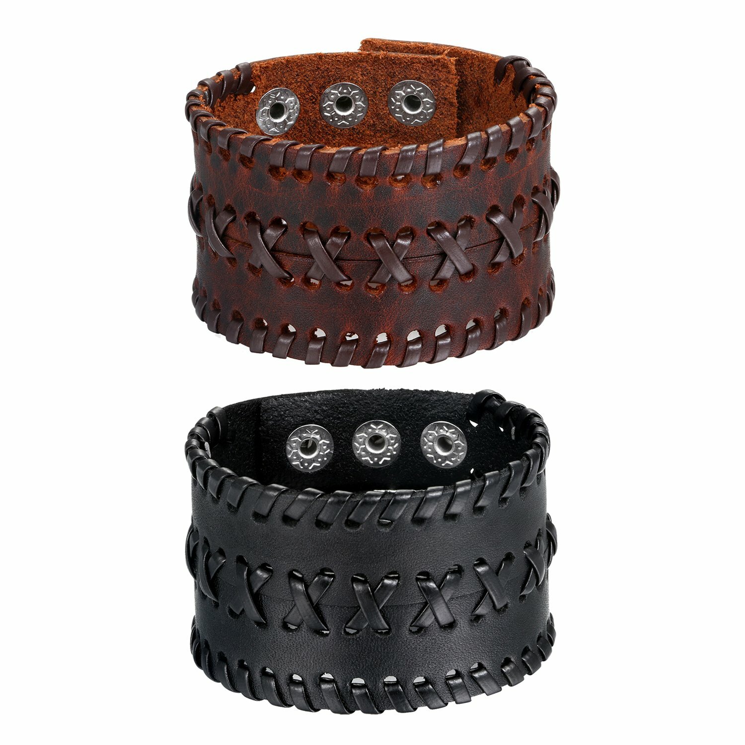 Men’s Punk Biker Gothic Heavy Wide Leather Belt Wrap Bangle Bracelet Wristband