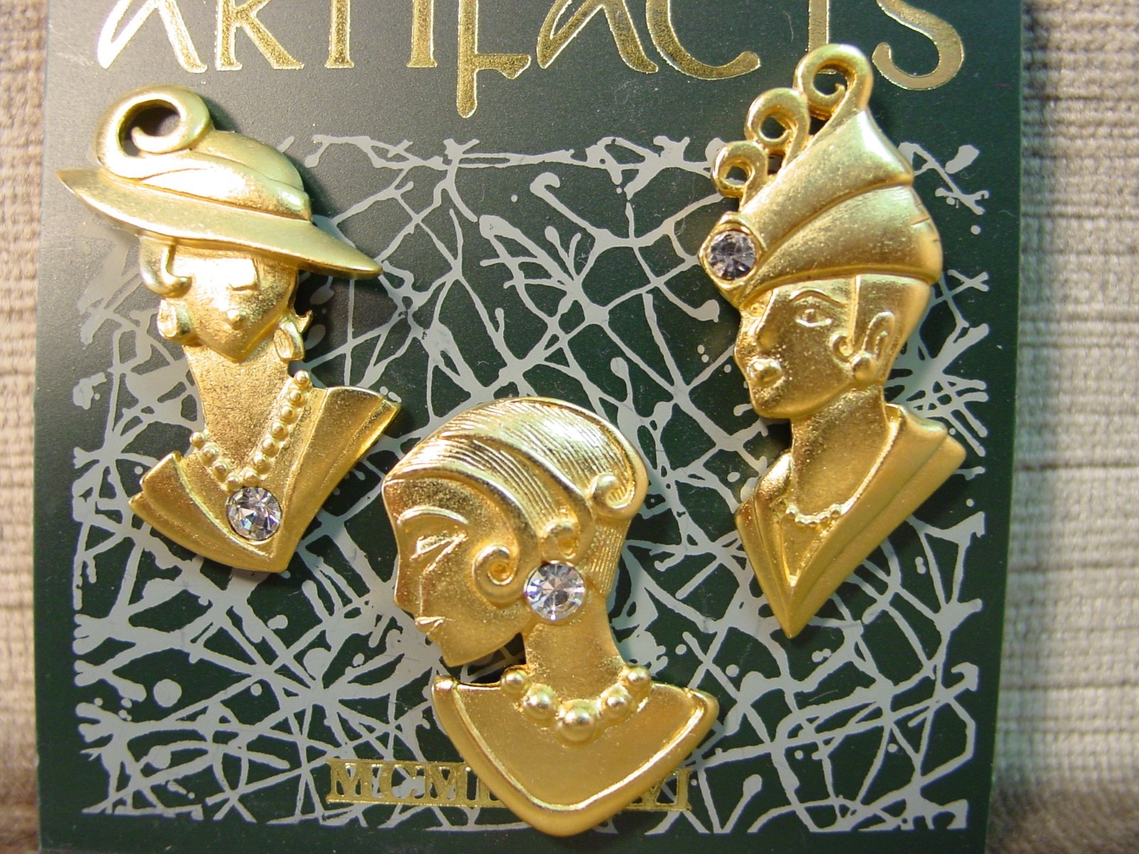 “JJ” Jonette Jewelry Set of Three Gold Pewter Beautiful LADIES Tack Pins