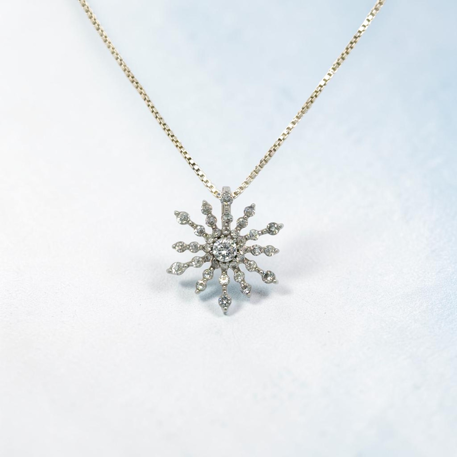 Stauer Diamond Aura Snowflake Pendant in 925 Sterling Silver