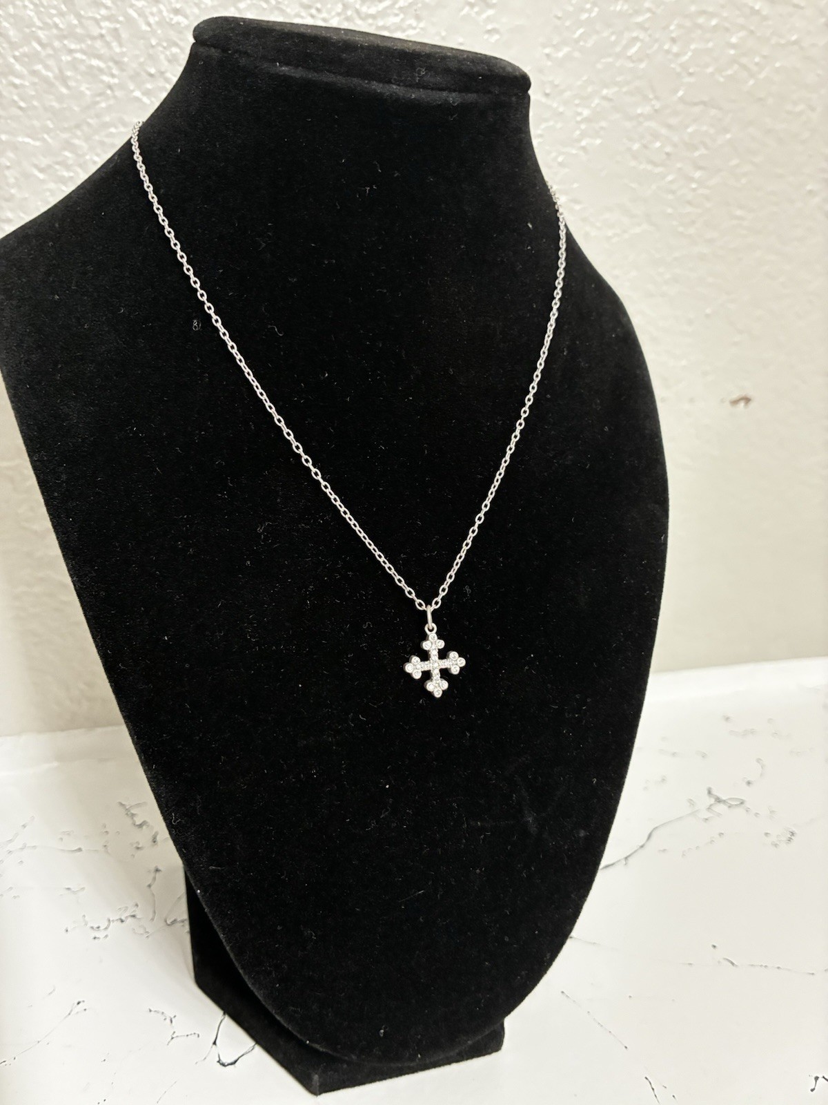 FREIDA ROTHMAN cross necklace 16” 14 Karat matte gold