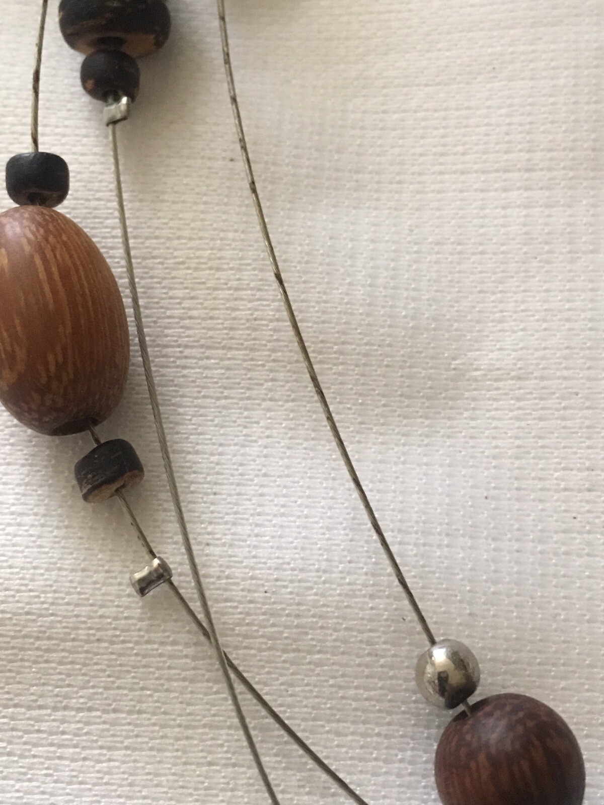 Earthy Minimalist Wood on Wire Necklace Lobster Clasp Unsigned 20”
