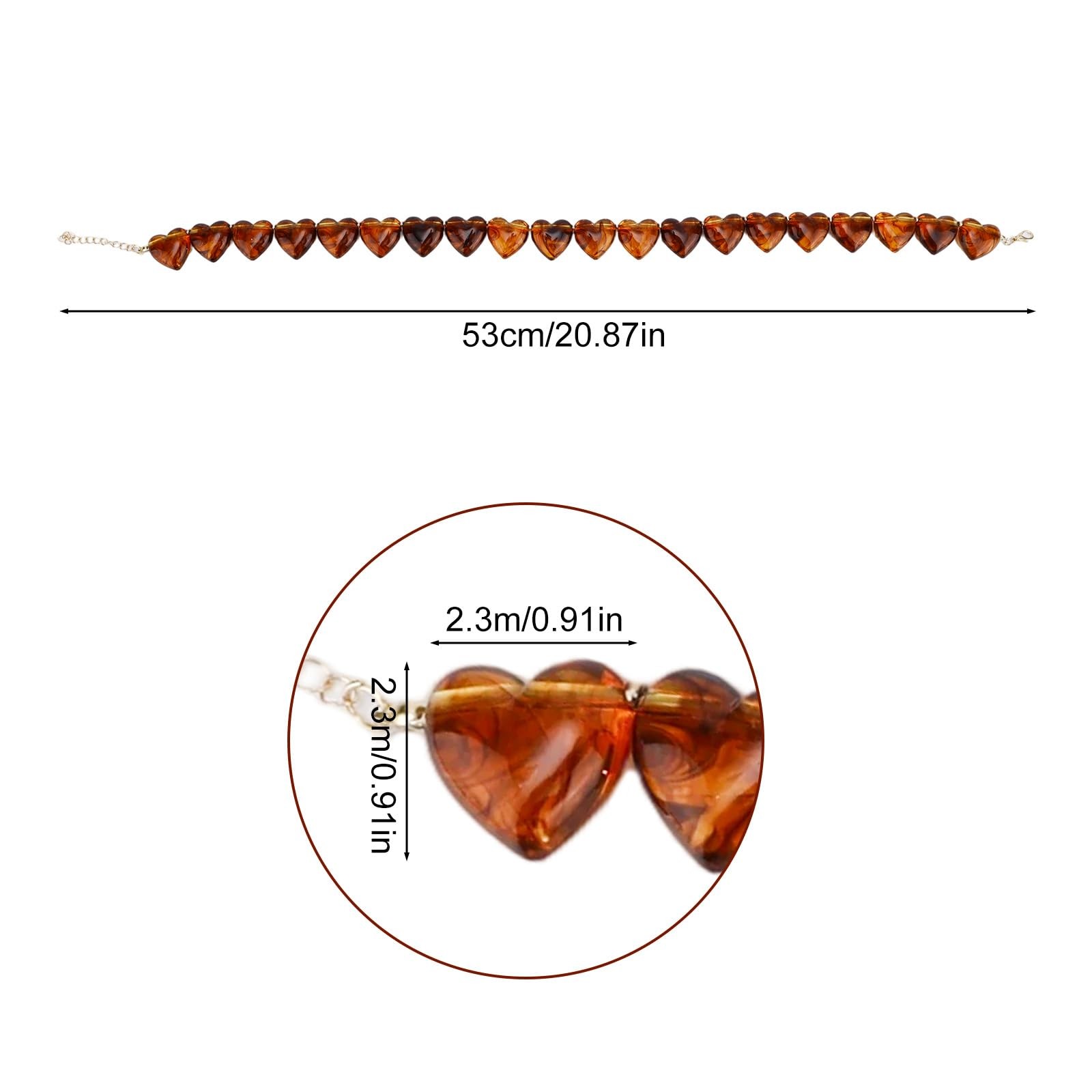 Mikovivi Chunky Heart Choker Necklace for Women, Amber Medium, amber color