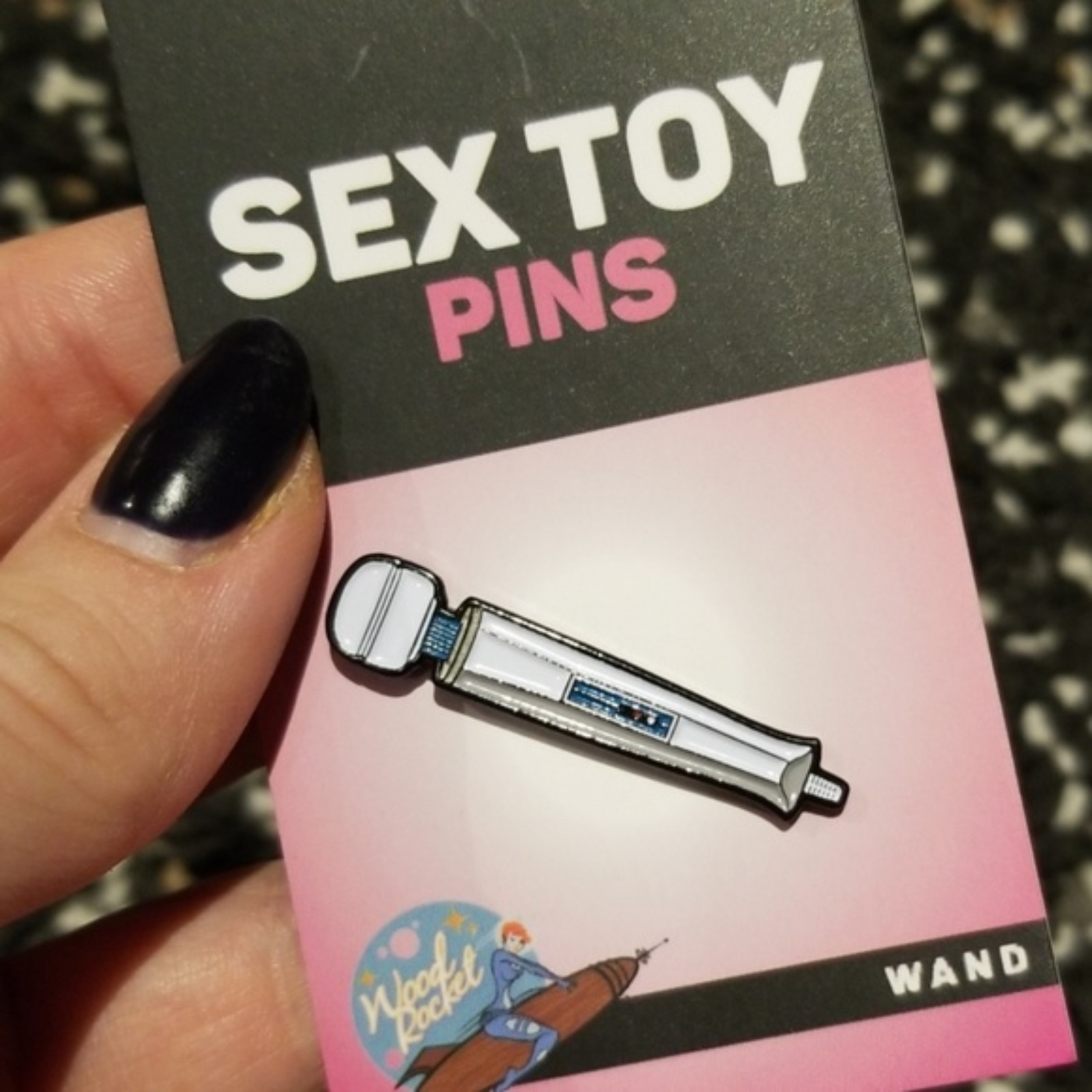 Lightweight Realistic Vibrating Wand Massage Lapel Pin Badge Brooch Gag Gift