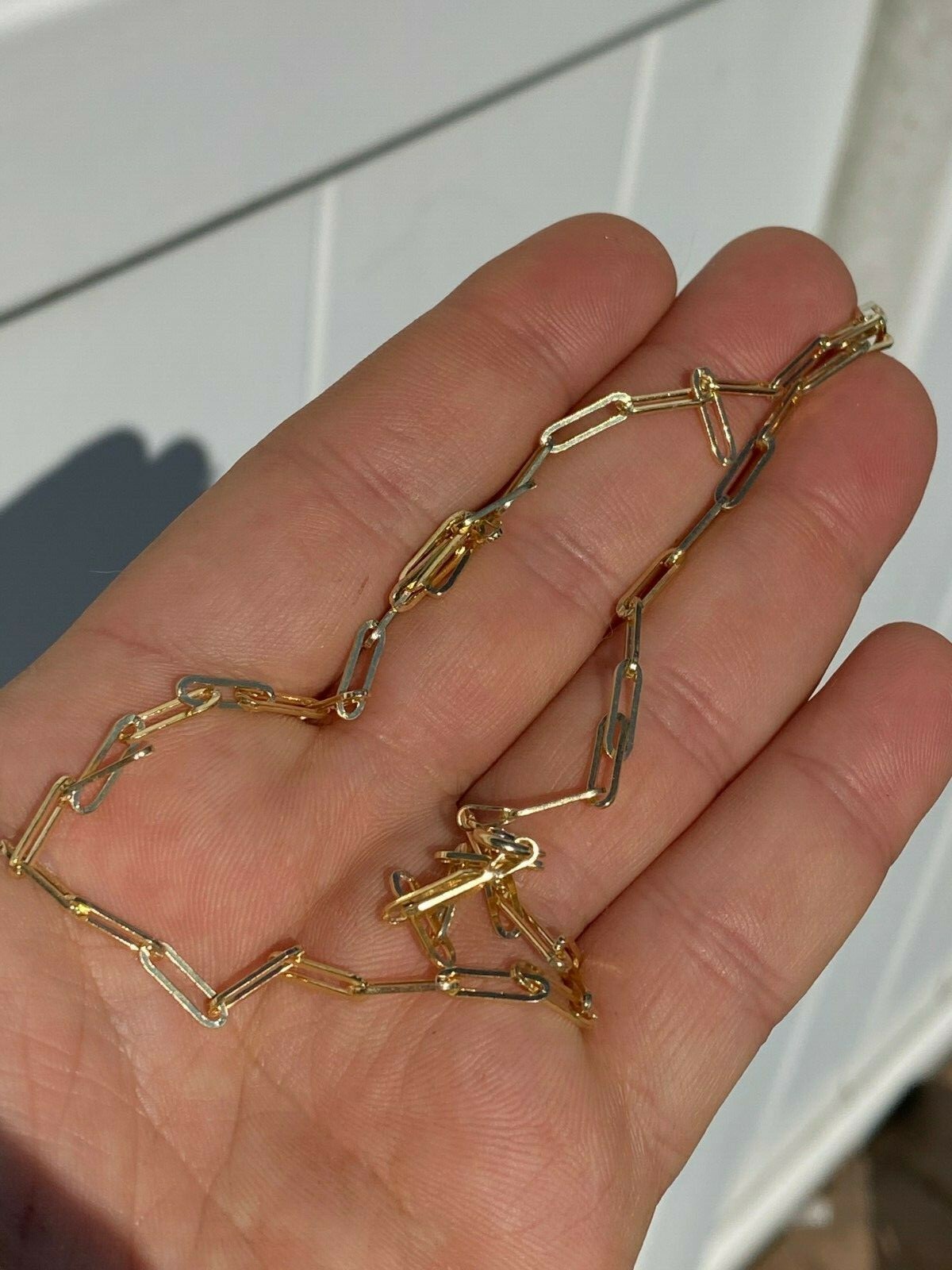 Cadena Paperclip Rolo Plata 925 Sólida Baño Oro 14k Collar Italiano Hombre Mujer