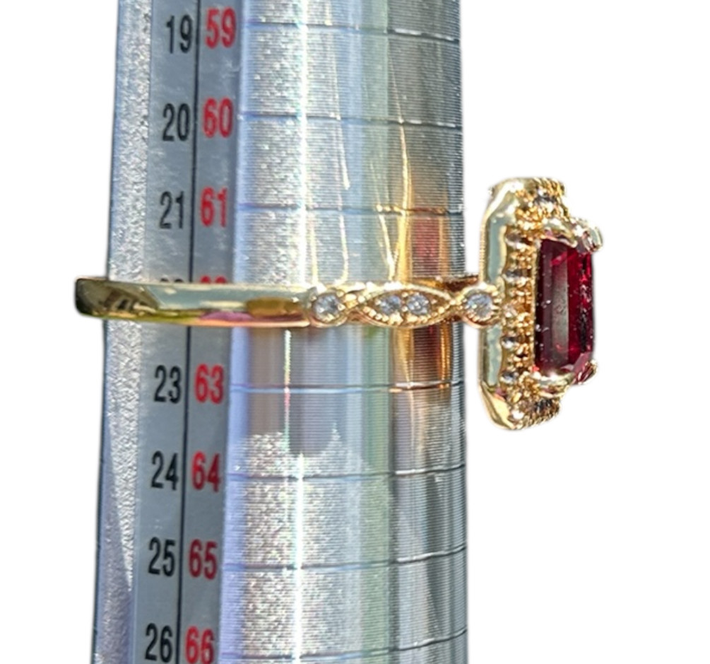 RING BOMB PARTY RBP2928 Lab Created Garnet Gold Plated Ring Size 10 NEW IN BOX