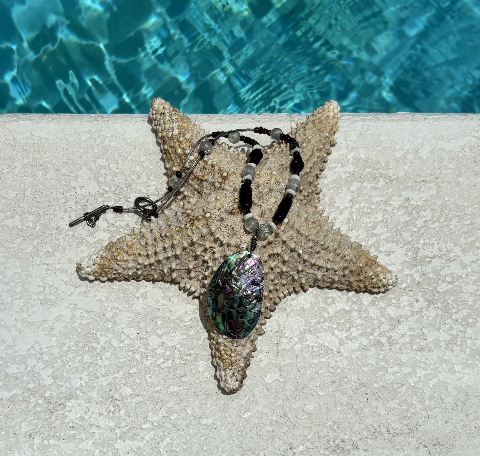 Sparkly Shimmery Mermaid/Fairy Beachy Coastal Abalone Shell Necklace