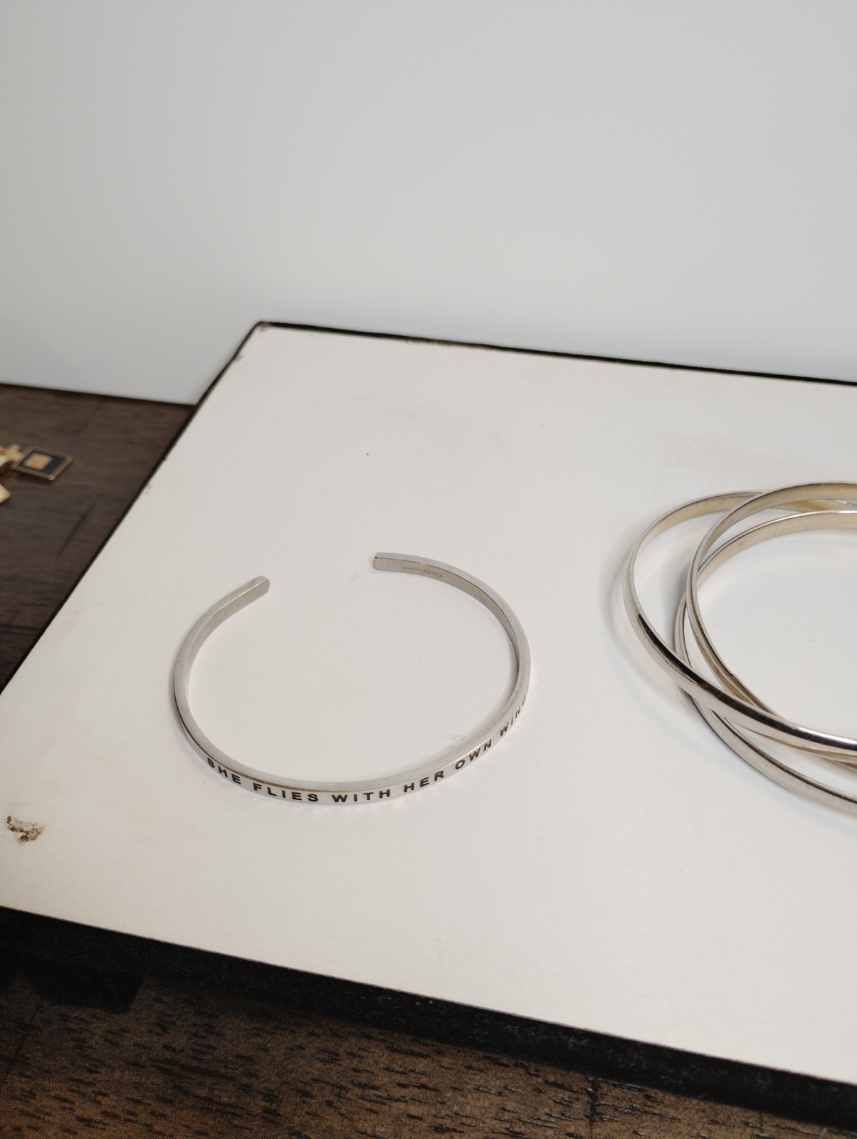 Set of Silver Tone Bangles and Cuff Bracelet