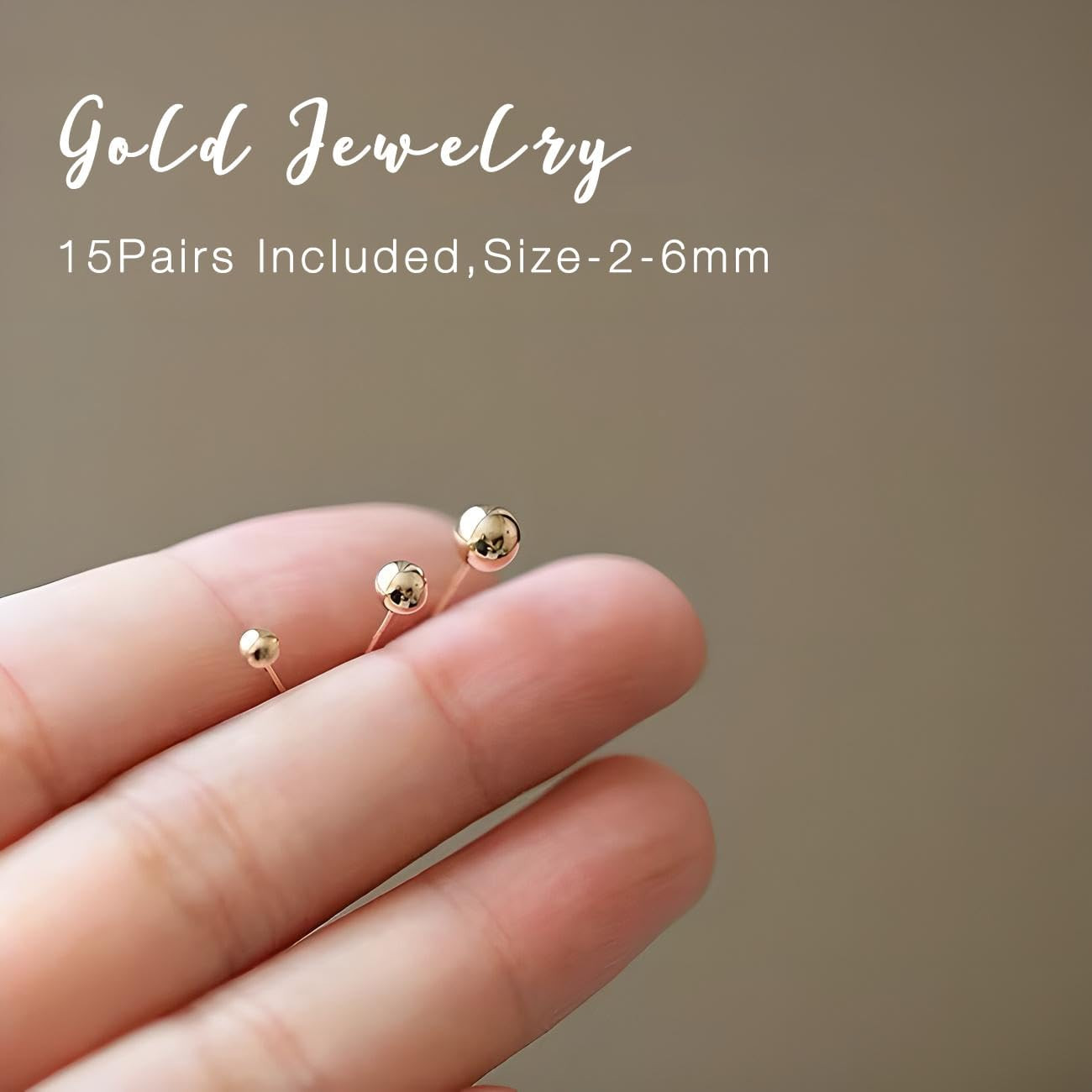 15 Pairs Surgical Steel Ball Stud Earrings Set | Fadeless, PVD Plating, Stainles