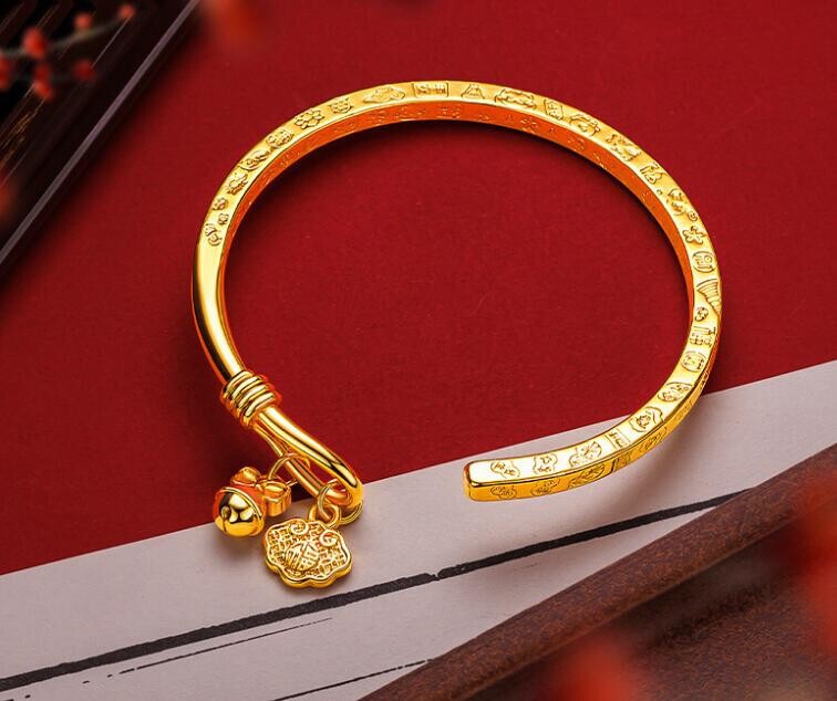 New Bell Ruyi 22K 23K 24K Thai Baht Yellow Gold Plated Bracele