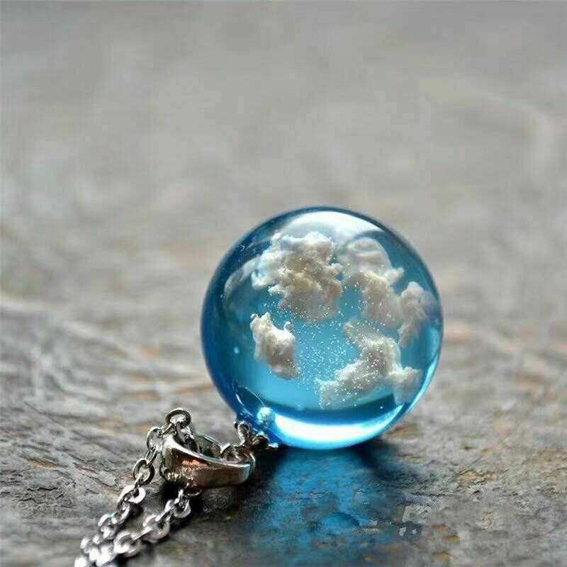 White Cloud Blue Sky 3D Pendant Necklace Glow-in-Dark