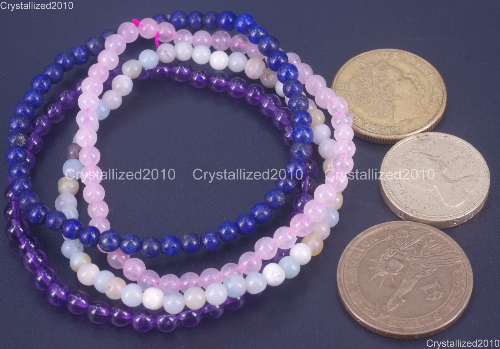 Wholesale 4mm Natural Gemstone Round Beads Stretchy Bracelet Healing Reiki 6.5″