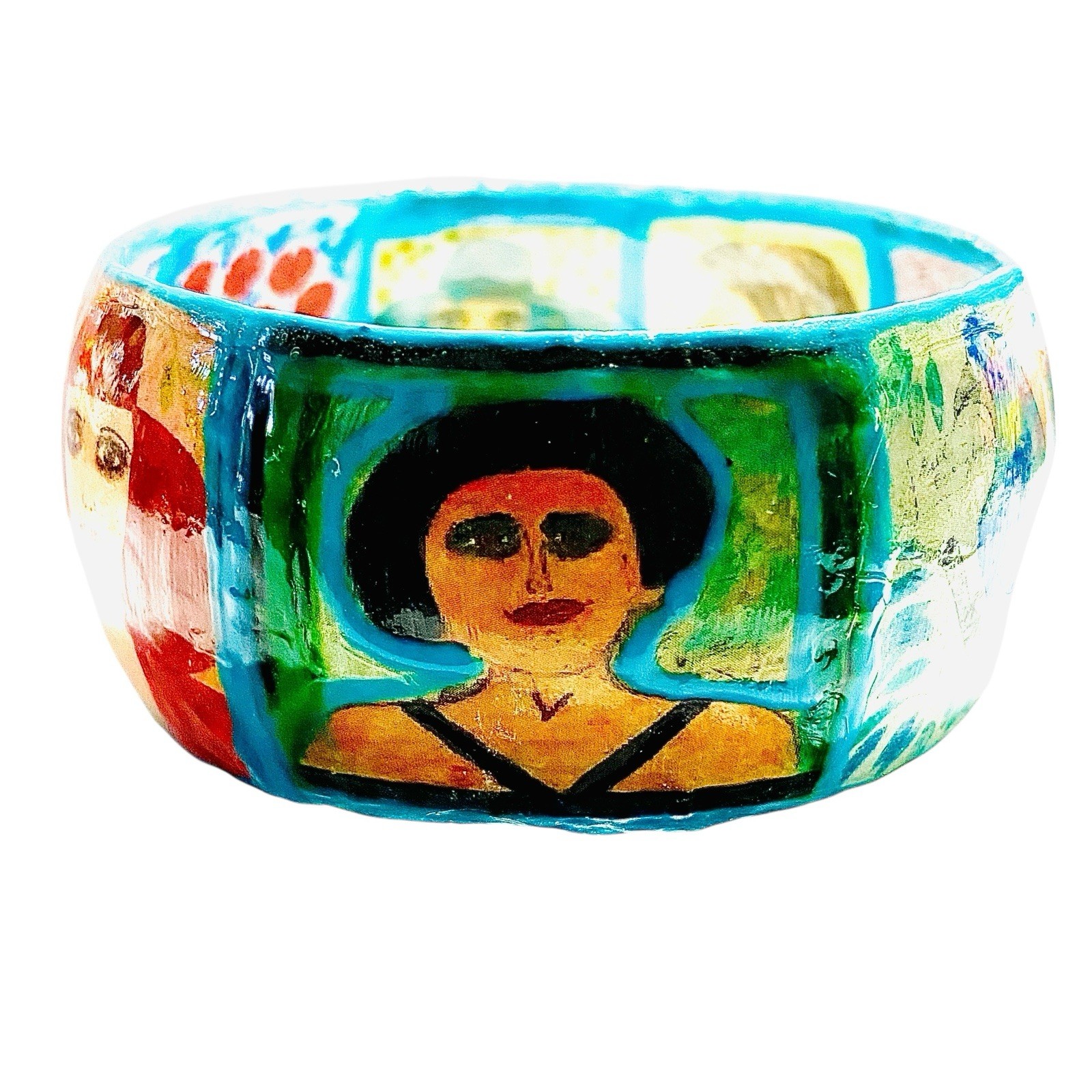Handmade Artist L.eeGodie By Julie Decoupage Bangle Bracelet