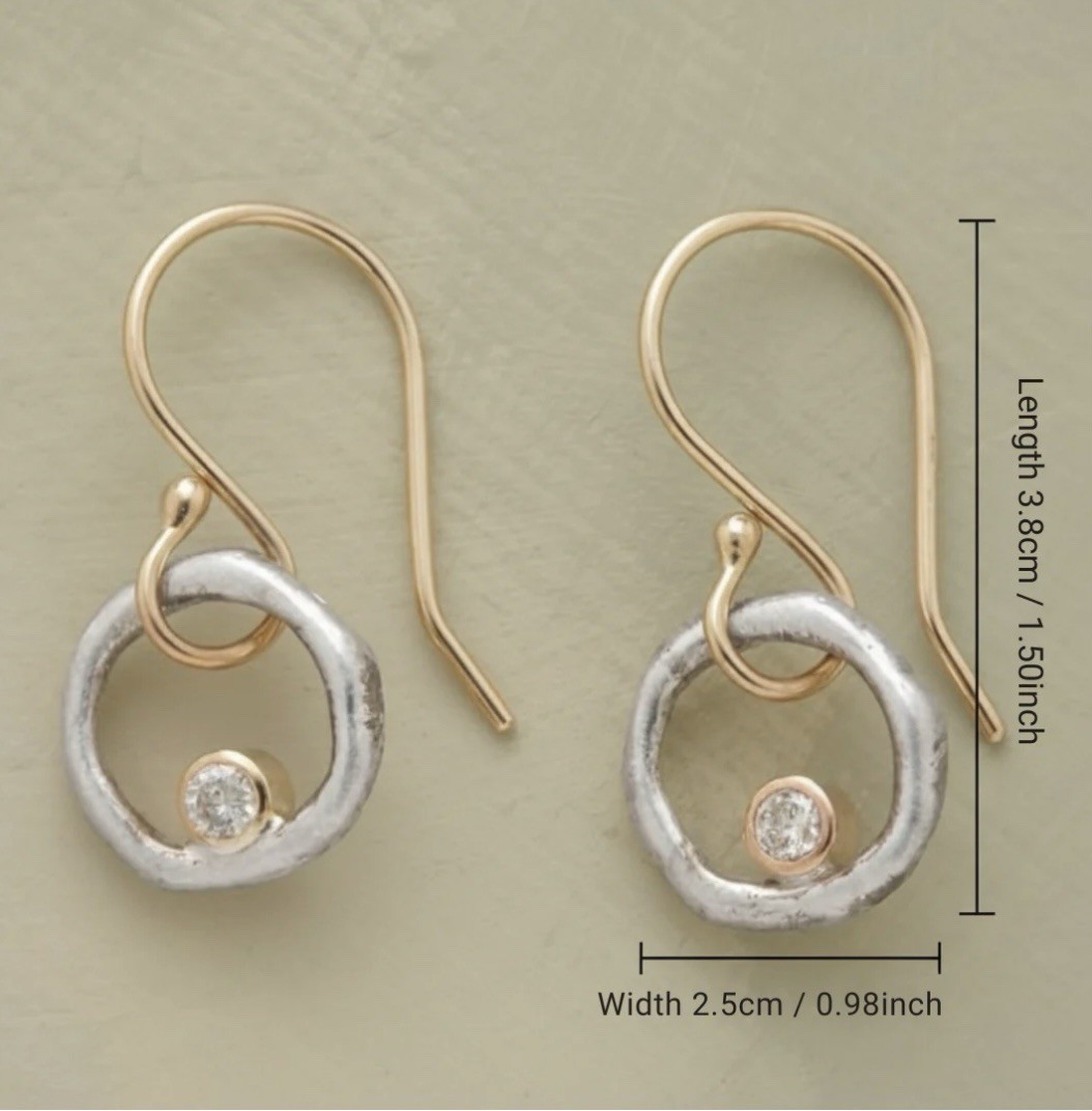 Anthropologie Circle Earrings VTG Boho Gold Silver Dangle Hollow CZ Orbit Drop