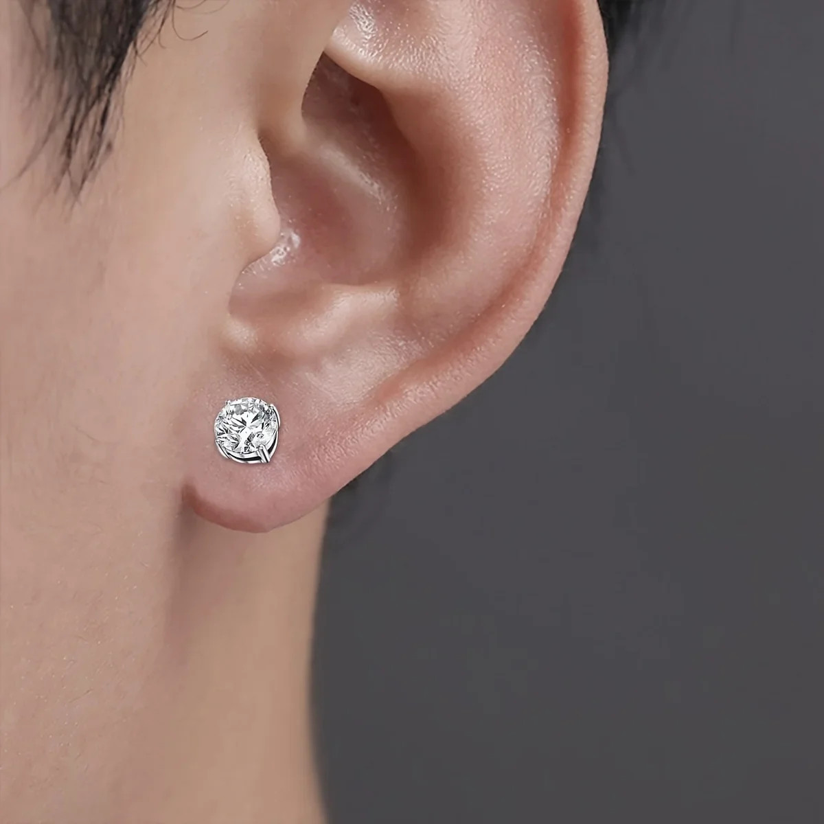 1 Pairs Crystal Strong Magnetic Ear Stud Clip Earrings for Men Women Punk round