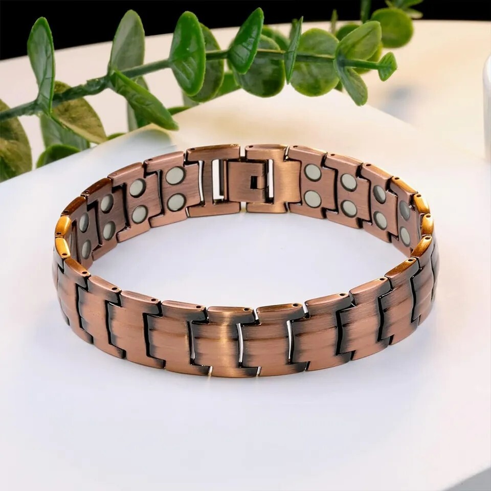 Men Bracelet Magnetic Therapy Arthritis Pain Relief Healing Pure Copper Bangle