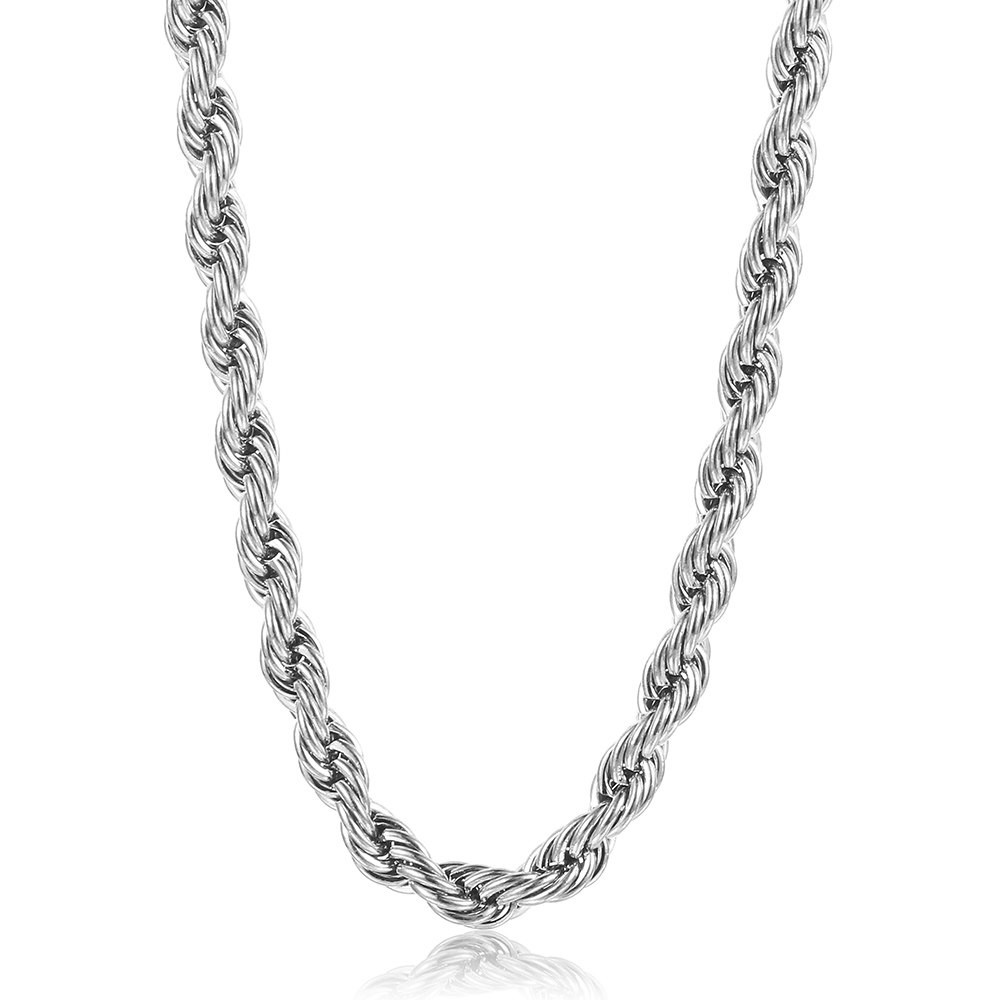5mm Stainless Steel Twisted Rope Chain Necklace Bracelet Jewelry Set 7-30 inch