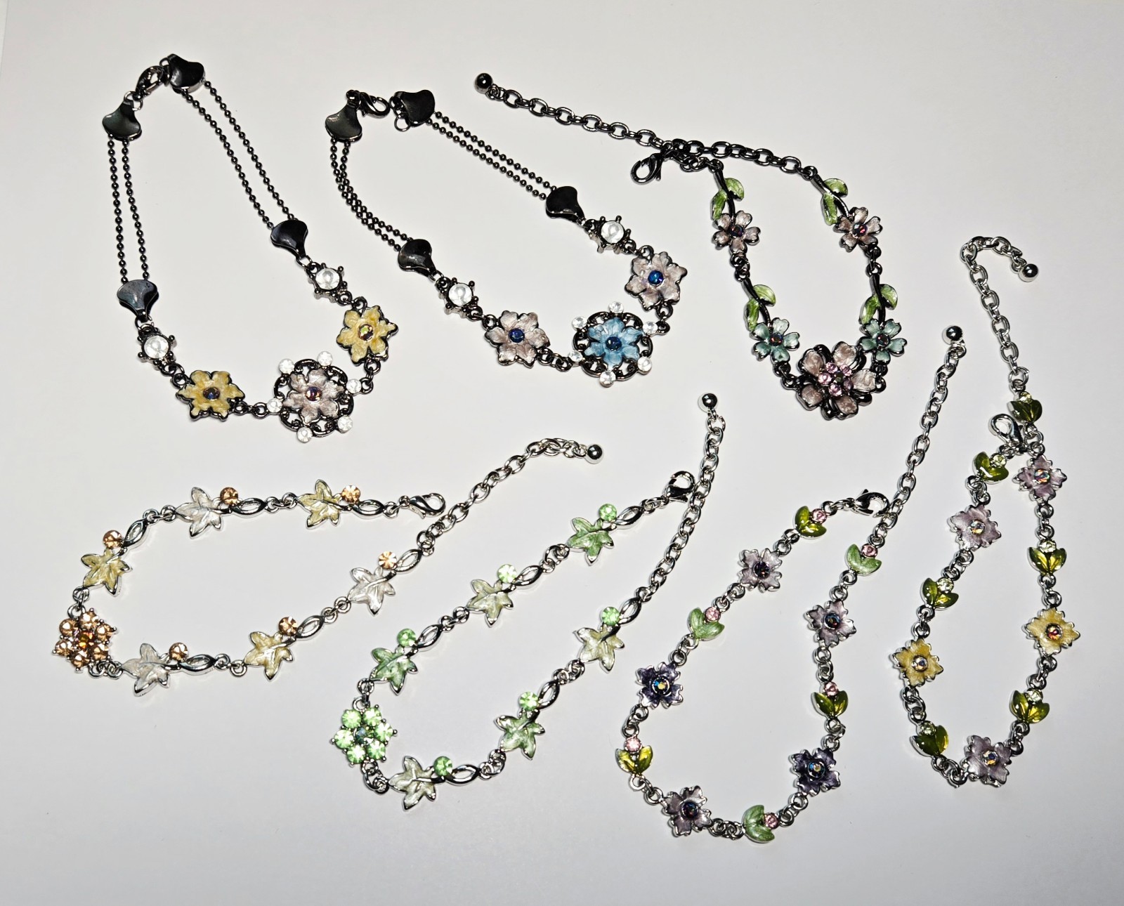 Wholesale Bracelets Lot of 12 Rhinestone Butterfly Flower Lobster Clasp Bracelet