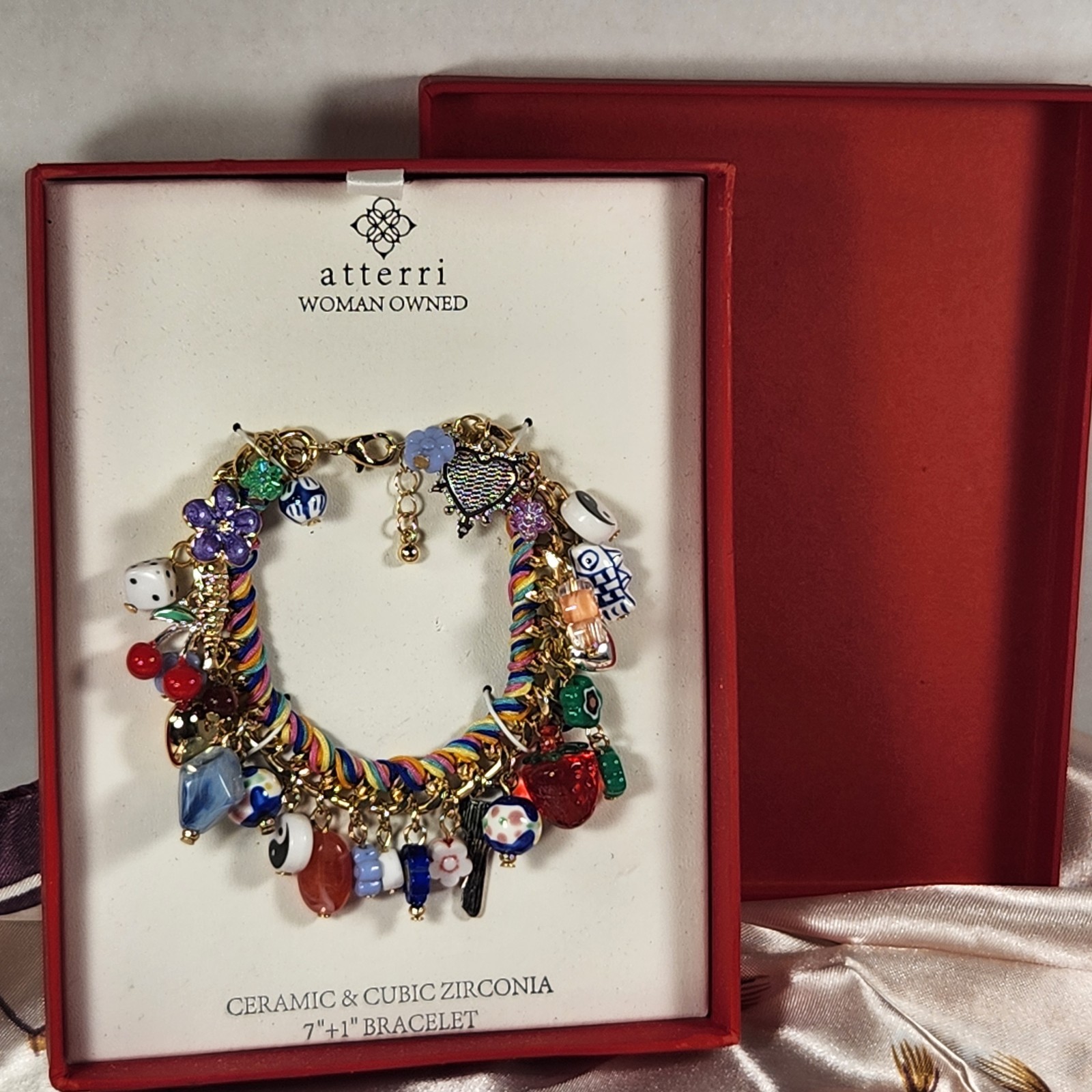 Atterri Bracelet Woman Owned Charm Multi Color Tik Tok Viral Gold Tone