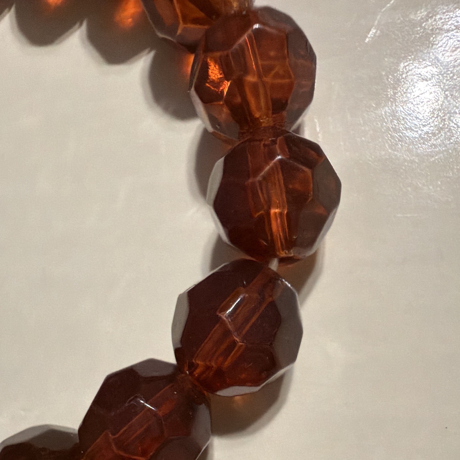 Brown Plastic Faceted Beaded Stretch Bracelet Round Shape Round Beads